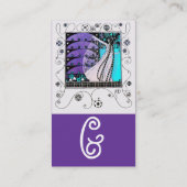 魔法の春の明るい青の白黒紫 名刺 (裏面)