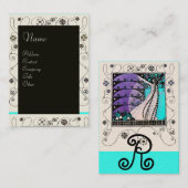 魔法の春の明るい青の白黒紫 名刺 (正面/裏面)