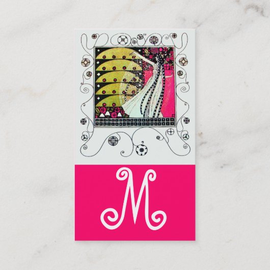 魔法の春明るいピンクの白黒黄色 名刺 (裏面)