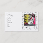 魔法の春明るいピンクの白黒黄色 名刺 (正面)