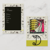 魔法の春鮮やかなピンクの白黒緑 名刺 (正面/裏面)