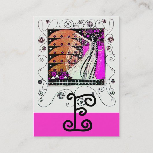 魔法の春鮮やかなピンクの白黒茶色 名刺 (裏面)