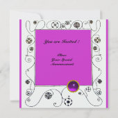 魔法の春鮮やかな紫の黒褐色 招待状 (裏面)