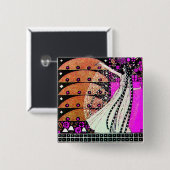 魔法の春鮮やかな紫の黒褐色 缶バッジ (正面&裏面)