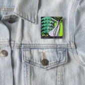 魔法の春鮮やかな緑の黒い黄色 缶バッジ (インサイチュ)