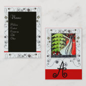 魔法の春鮮やかな赤白黒緑 名刺 (正面/裏面)