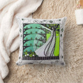 魔法の春、明るい黄色の緑の黒 クッション (ブランケット)