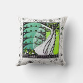 魔法の春、明るい黄色の緑の黒 クッション (裏面)