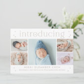 魔法の時間の編集可能な色の誕生のお知らせ シーズンカード (スタンド正面)