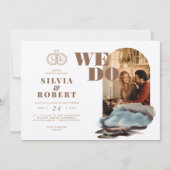 魔法の曲線2枚の写真アーティスティックな風景のウェディング 招待状 (正面)