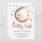 魔法の月と星の誕生日パーティー 招待状 (正面/裏面)
