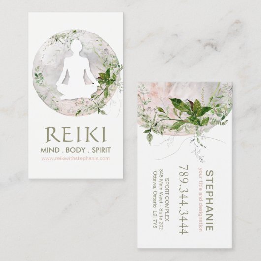 魔法の月と緑の霊気名刺 名刺 (正面/裏面)