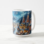 魔法の月の雪のクリスマスビレッジ コーヒーマグカップ (正面右)