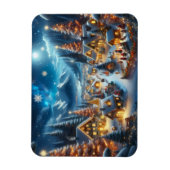 魔法の月の雪のクリスマスビレッジ マグネット (縦)