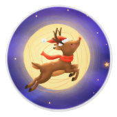 魔法の月光の鹿の陶芸のノブ セラミックノブ (正面)