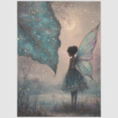 魔法の月夜の葉の妖精 水彩画の幻想世界 薄葉紙 (正面)
