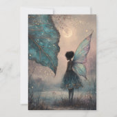魔法の月夜の葉の妖精 水彩画 ファンタジー 招待状 (正面)
