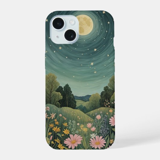 魔法の月明かりの草原 iPhone 15ケース (裏面)