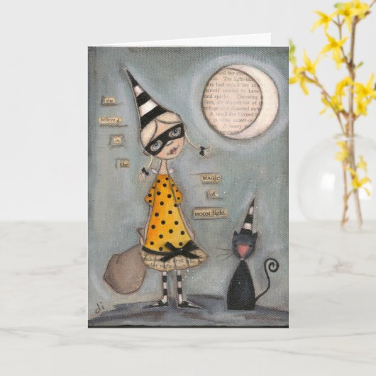 魔法の月-挨拶状 カード (黄色い花)