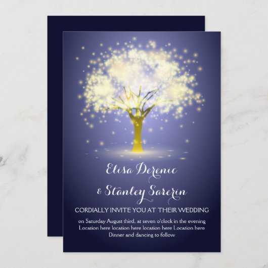 魔法の木きらめくが青結婚く 招待状 (正面/裏面)