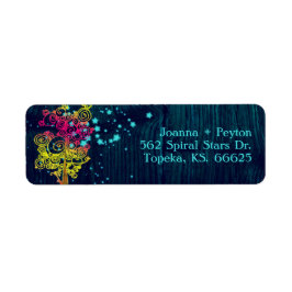 魔法の木のミッドナイトブルー結婚のアドレス ラベル