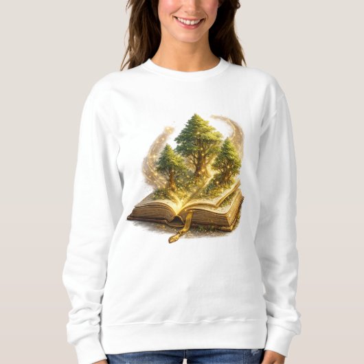 魔法の木の本Tシャツ | 豊かさ 読書 スウェットシャツ (正面)