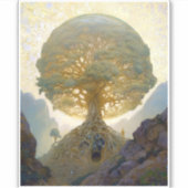 魔法の木の生命の超現実的な自然アート シール (正面)