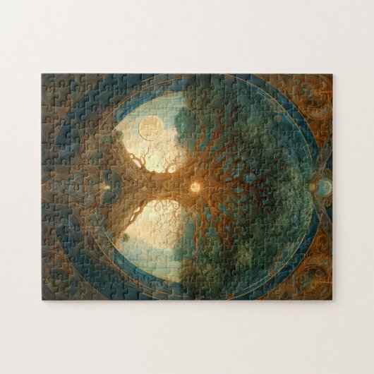 魔法の木の生命の超現実的な自然アート ジグソーパズル (横)