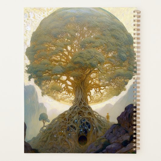 魔法の木の生命の超現実的な自然アート プランナー手帳 (裏面)