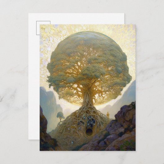 魔法の木の生命の超現実的な自然アート ポストカード (正面/裏面)