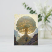 魔法の木の生命の超現実的な自然アート ポストカード (スタンド正面)