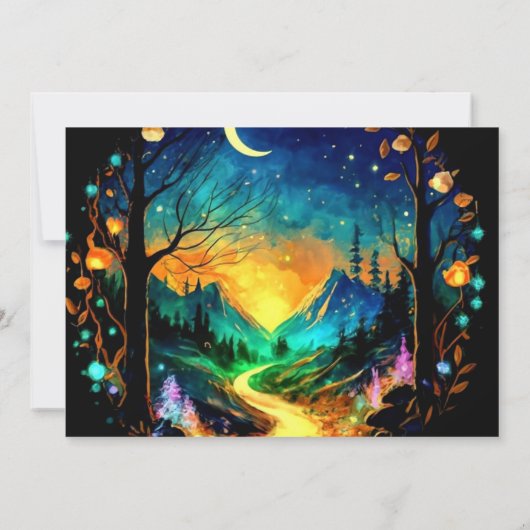 魔法の木材グローブ赤ちゃんシャワー 招待状 (裏面)