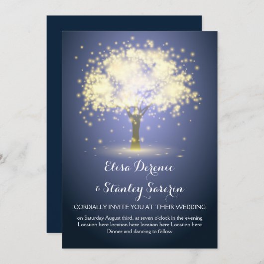 魔法の木1きらめくが青結婚く 招待状 (正面/裏面)