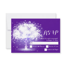 魔法の木、ライトきらめく紫色の結婚式RSVP
