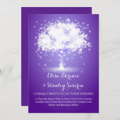魔法の木、紫きらめく色の結婚光 招待状 (正面/裏面)
