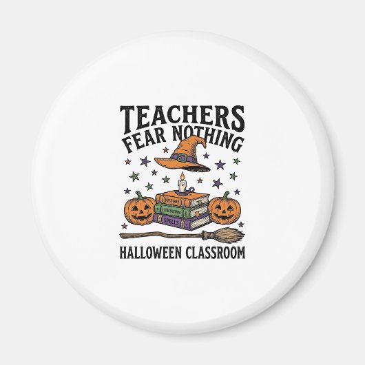魔法の本が描かれたハロウィンの先生のTシャツ_1 マグネット (正面)