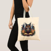 魔法の本好きフクロウ トートバッグ (正面(商品))