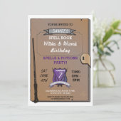 魔法の本 ウィザード 魔法使い 誕生日パーティーの招待状 招待状 (スタンド正面)