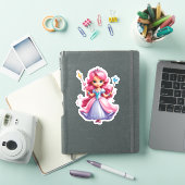 魔法の杖とティアラを持つピンクのプリンセス シール (iPadカバー)