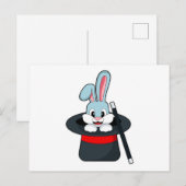 魔法の杖と帽子を持つウサギ ポストカード (正面/裏面)