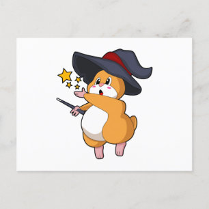 魔法の杖を持つハムスターの魔法使い ポストカード