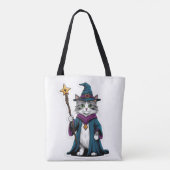 魔法の杖を持つミニトートバッグの魔術猫 トートバッグ (裏面)