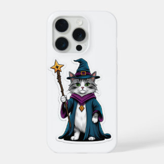 魔法の杖を持つミニ魔法使い猫のスマホケース iPhone 15 PROケース