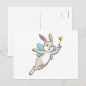 魔法の杖を持つ妖精のようなウサギ ポストカード (正面/裏面)