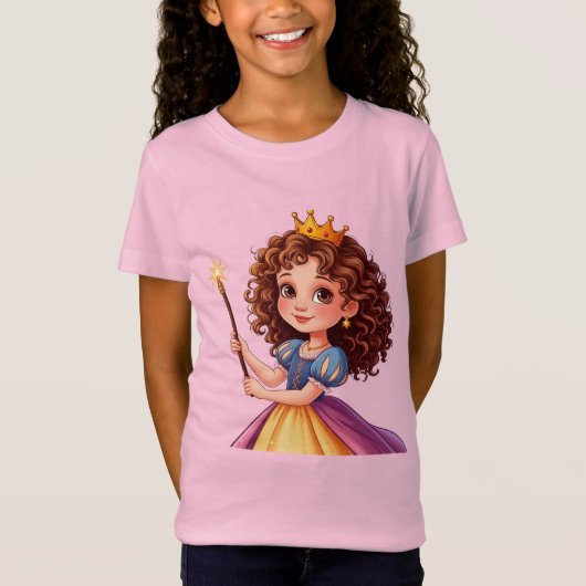 魔法の杖を持つ愛らしいプリンセス Tシャツ (正面)