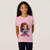魔法の杖を持つ愛らしいプリンセス Tシャツ (正面フル)