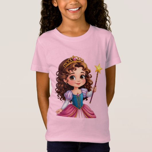 魔法の杖を持つ愛らしいプリンセス Tシャツ (正面)