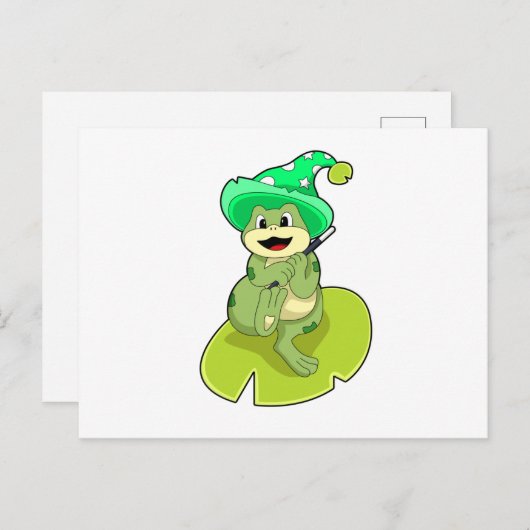 魔法の杖を持つ賢者としてのカエル ポストカード (正面/裏面)