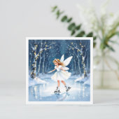 魔法の森でアイススケートをするクリスマスの妖精 カード (スタンド正面)