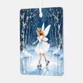 魔法の森でアイススケートをするクリスマスの妖精 メタルオーナメント (正面左)
